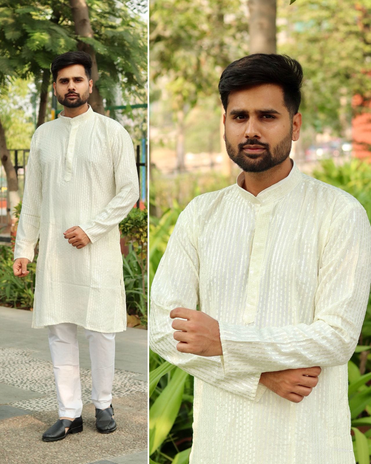Heavy Embroidery and Sequin Work Men’s Kurta Set - Image 3