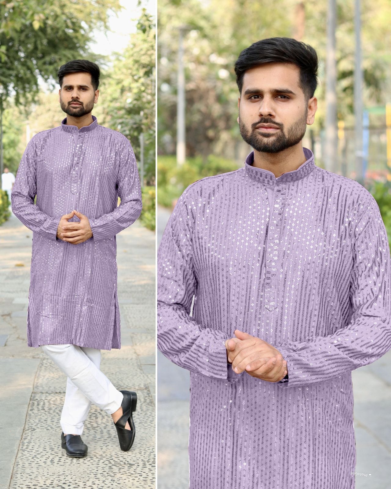 Heavy Embroidery and Sequin Work Men’s Kurta Set - Image 13