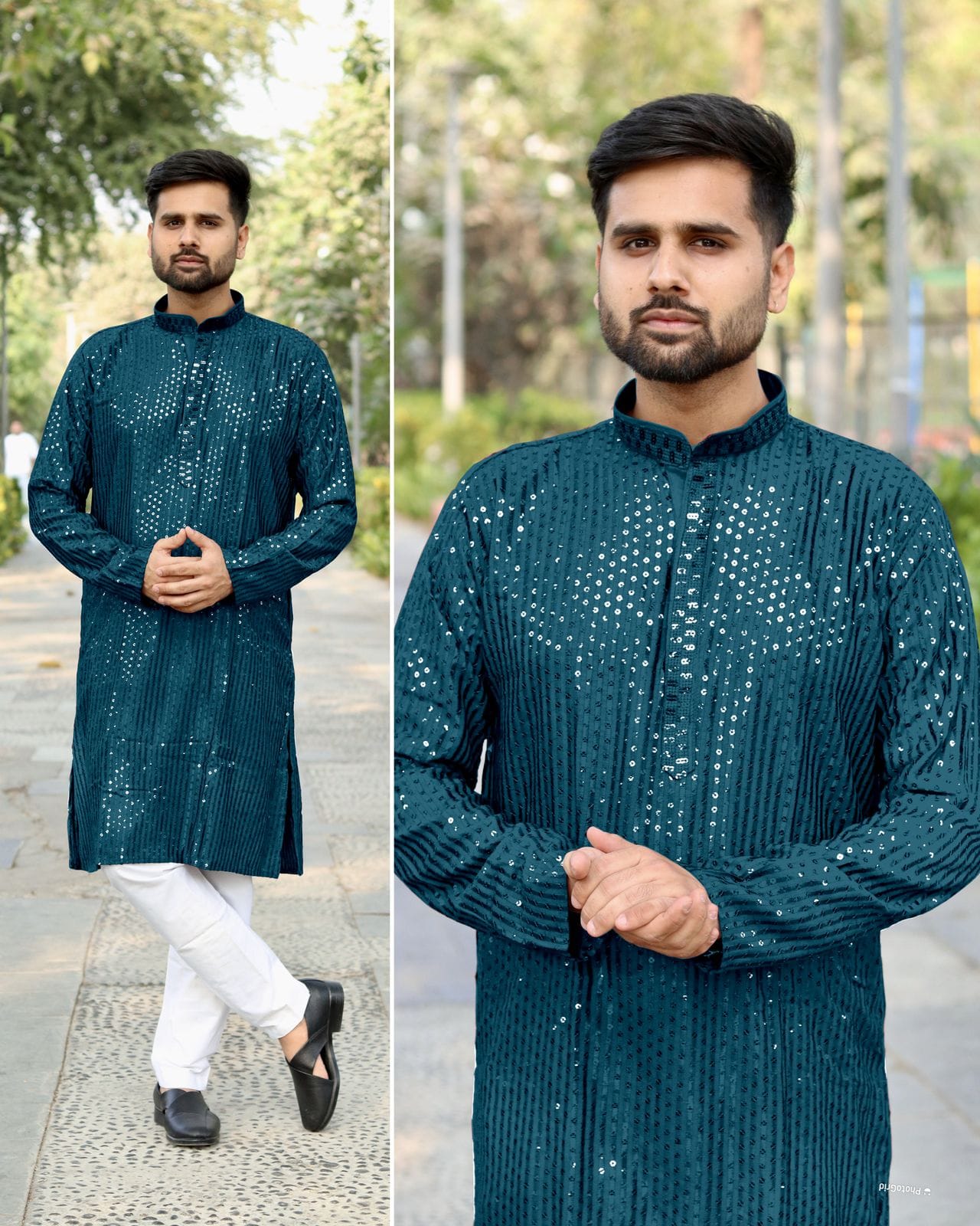 Heavy Embroidery and Sequin Work Men’s Kurta Set - Image 5