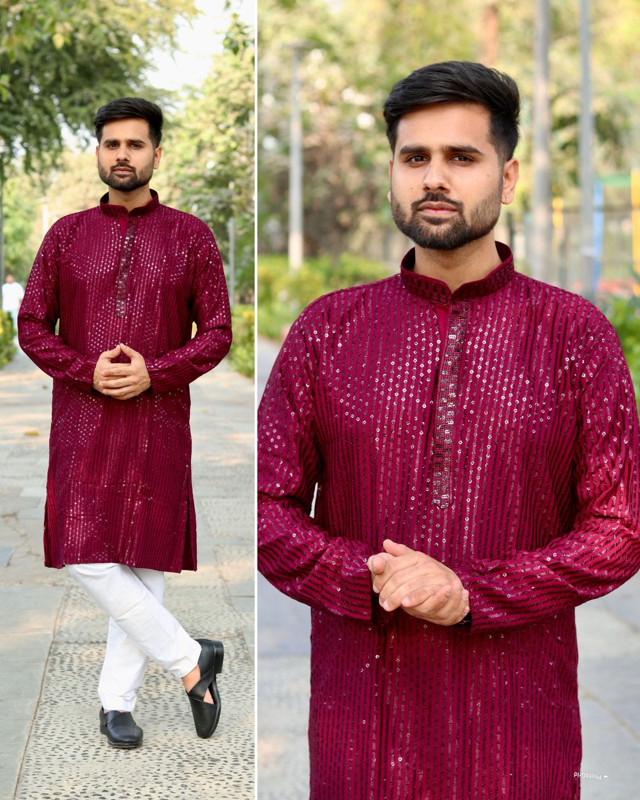 Heavy Embroidery and Sequin Work Men’s Kurta Set - Image 2
