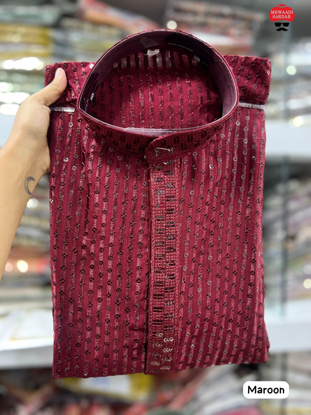 Heavy Embroidery and Sequin Work Men’s Kurta Set - Image 11