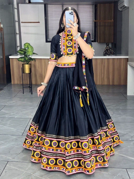 Katchi Work Black Color Navratri Chaniya Choli