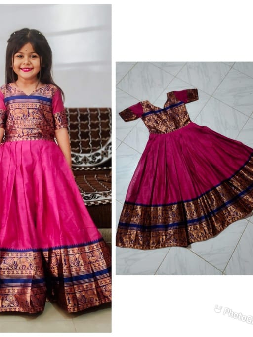 Kids Wear Cotton Silk Gown - Image 5