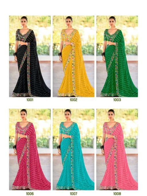 Pastel Color Saree with Multi-Color Embroidery Blouse - Image 12