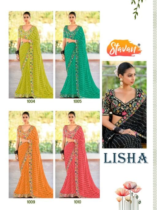 Pastel Color Saree with Multi-Color Embroidery Blouse - Image 11