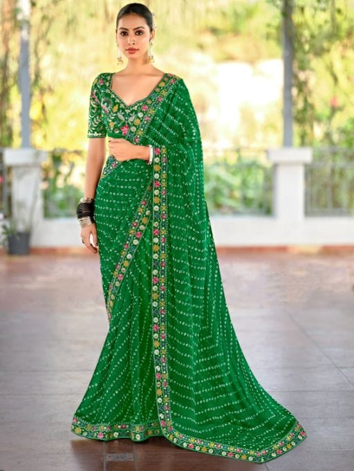 Pastel Color Saree with Multi-Color Embroidery Blouse - Image 10