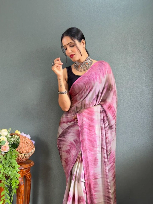 Printed Ready to Wear Saree Under 1000 Rs - Image 2