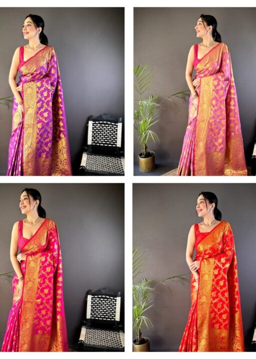 Soft Banarasi Silk Saree with Flower Weaves