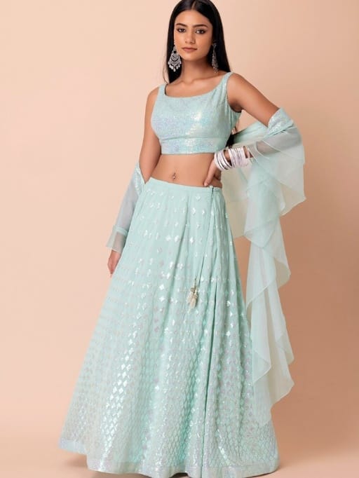 Women's Wear Sky Blue Lehenga Choli