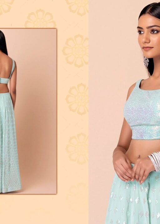 Women's Wear Sky Blue Lehenga Choli