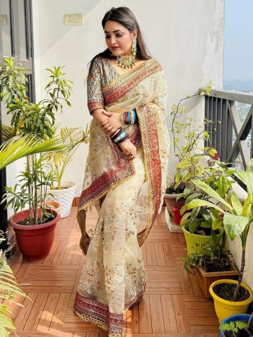 Bollywood Inspired Wedding Wear Border Saree