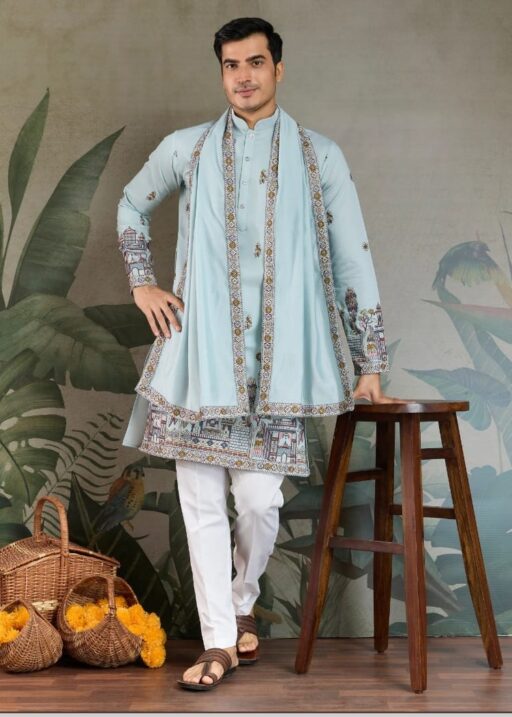 Buy Traditional Men's Rajwadi Kurta With Dupatta