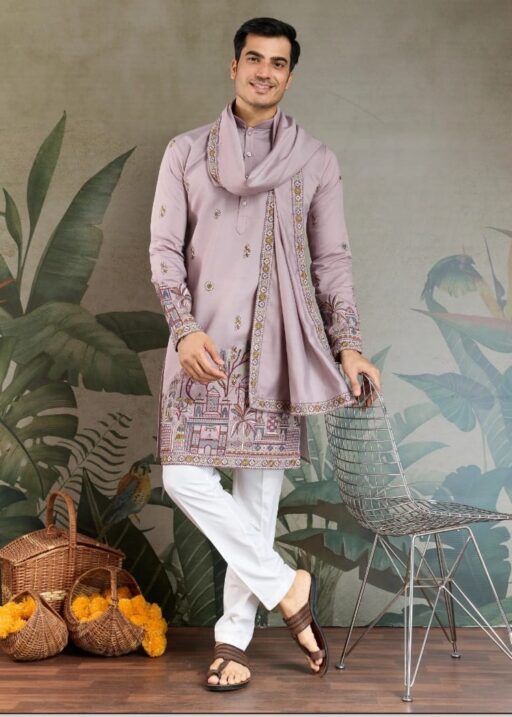 Buy Traditional Men's Rajwadi Kurta With Dupatta