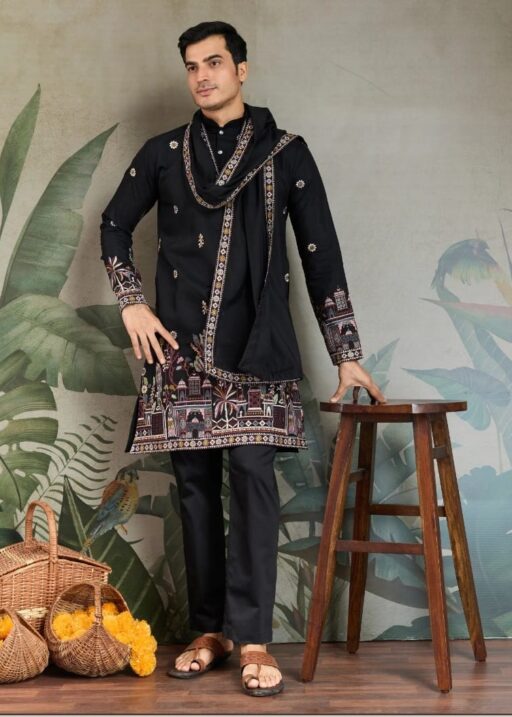 Buy Traditional Men's Rajwadi Kurta With Dupatta