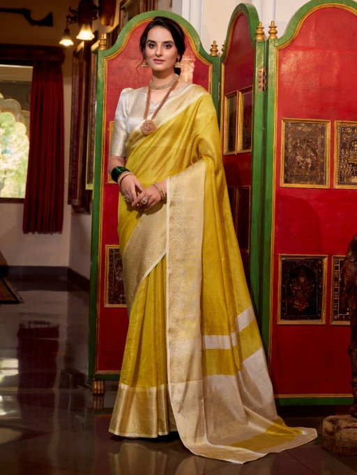 Designer Jacquard Chex Saree for Women