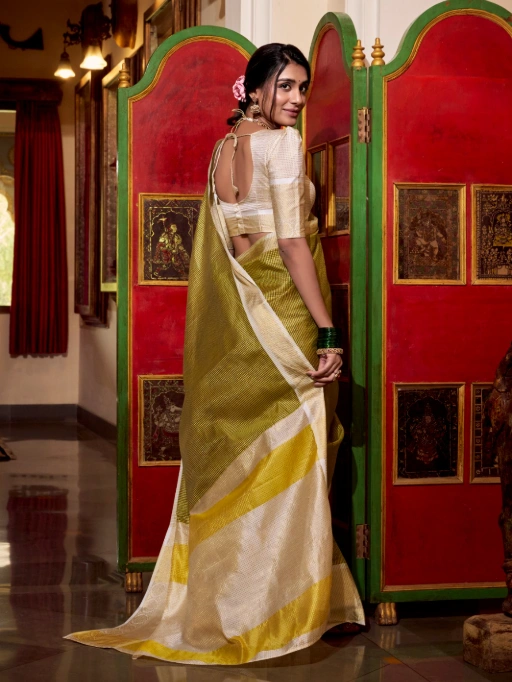 Designer Jacquard Chex Saree for Women