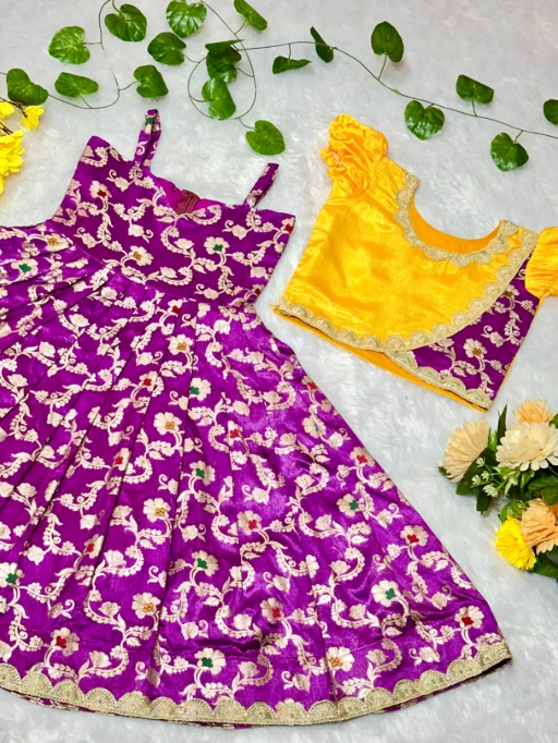 Festive Wear Kids Silk Gown with Coat
