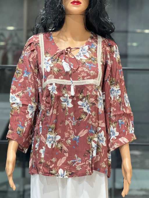 Floral Printed Short Tunic Tops