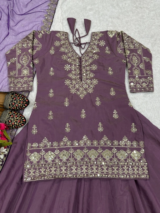 Heavy Embroidery Designer Skirt Suit