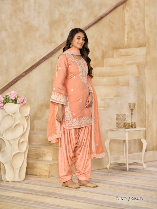 Pastel Color Patiala Dress Material