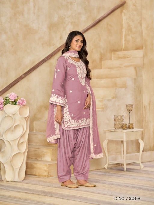 Pastel Color Patiala Dress Material