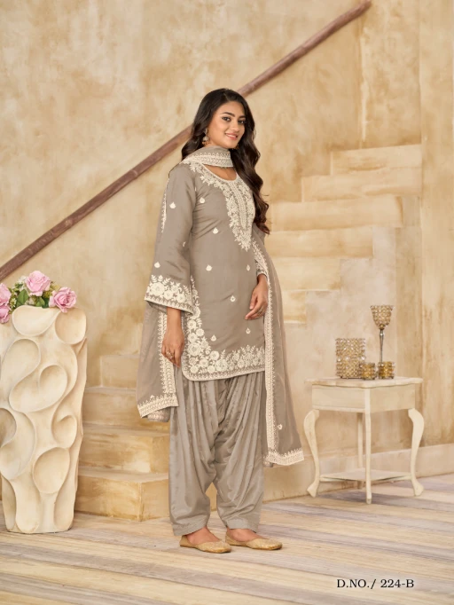 Pastel Color Patiala Dress Material - Image 5