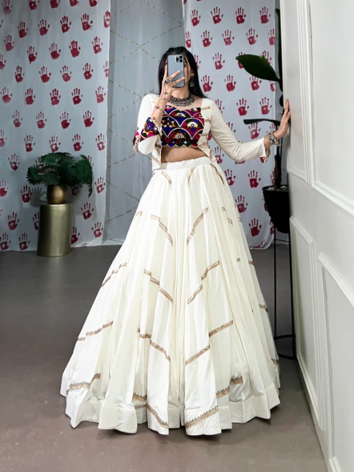 Pure White Readymade Navratri Chaniya and Blouse