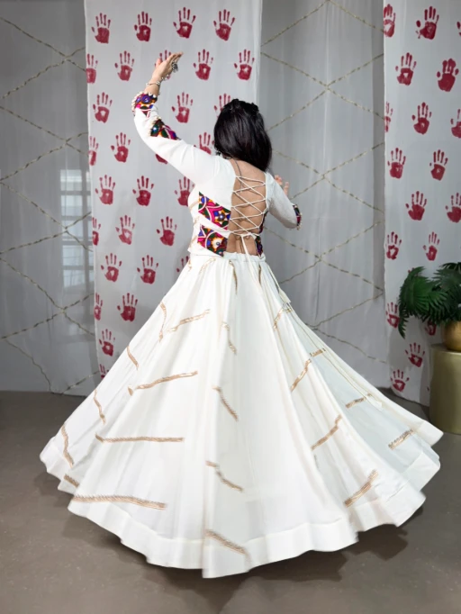 Pure White Readymade Navratri Chaniya and Blouse