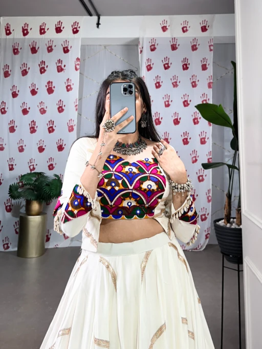 Pure White Readymade Navratri Chaniya and Blouse