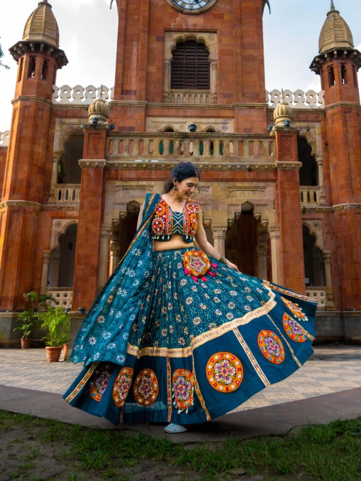 Rayon Navratri Chaniya Choli With Traditional Gamthi work