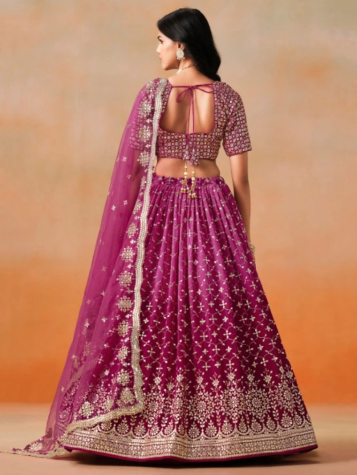Stylish Functional Wear Red and Pink Padded Lehenga Choli