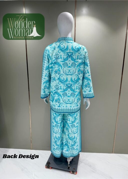 Stylish Pure Cotton Sky Blue Co Ord Set