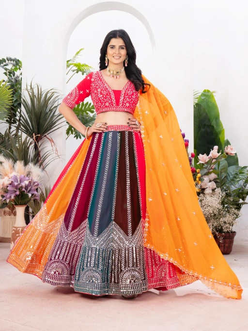 Trending Multi Color Wedding Wear Lehenga Choli