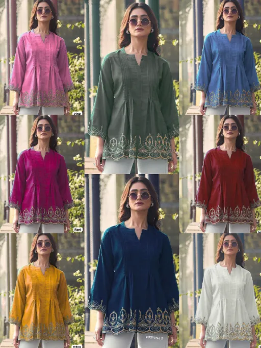 Trending Short length Kurti with Embroidery Work - Image 2