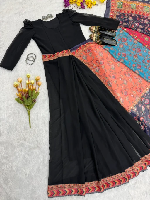 Trending Zip and Go Saree with Digital Print and Mirror