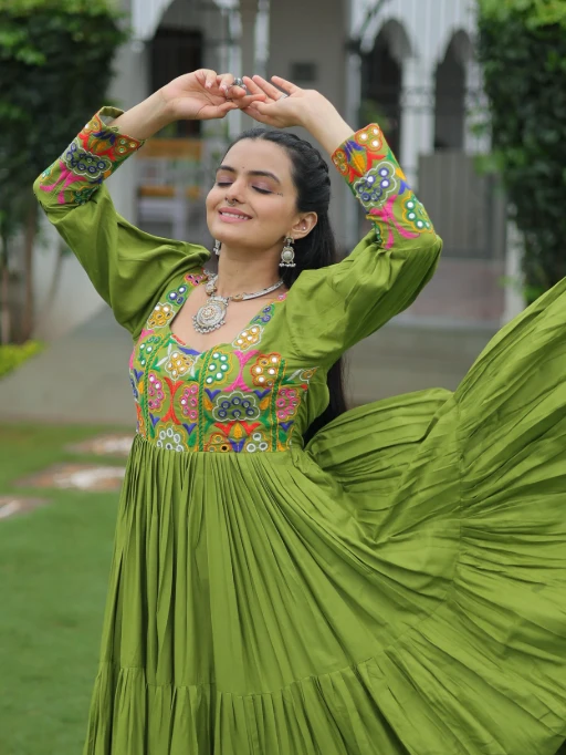 Big Flair Katchi gamthi Work Navratri Wear Gown