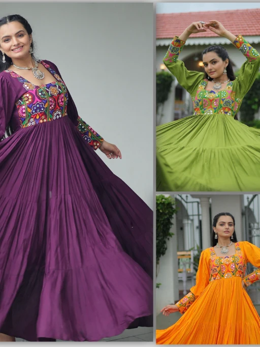 Big Flair Katchi gamthi Work Navratri Wear Gown - Image 9