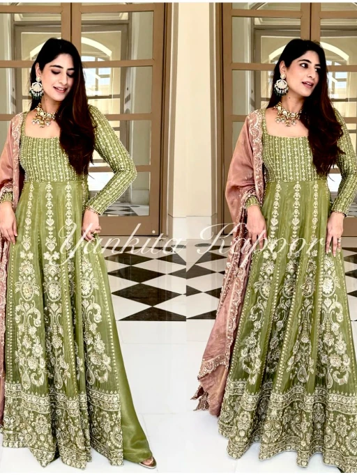Bollywood Style Mehendi Color Anarkali Suit