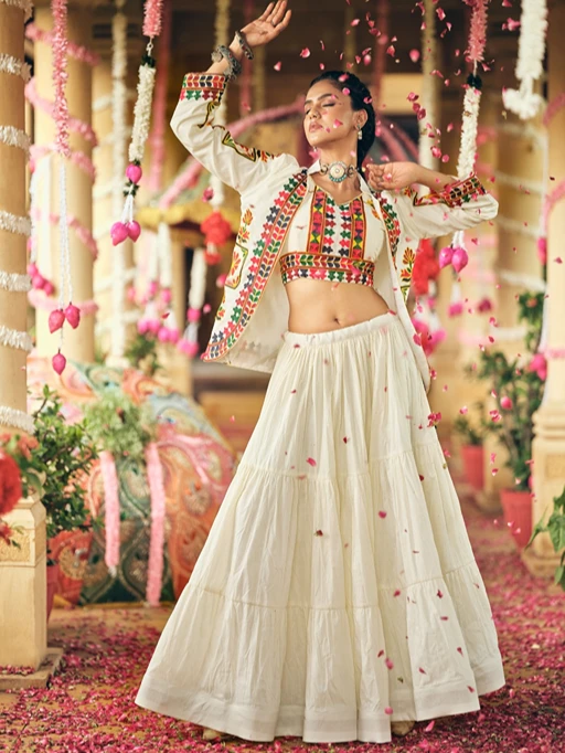 Buy Cream Navratri Chaniya Choli with Jacket
