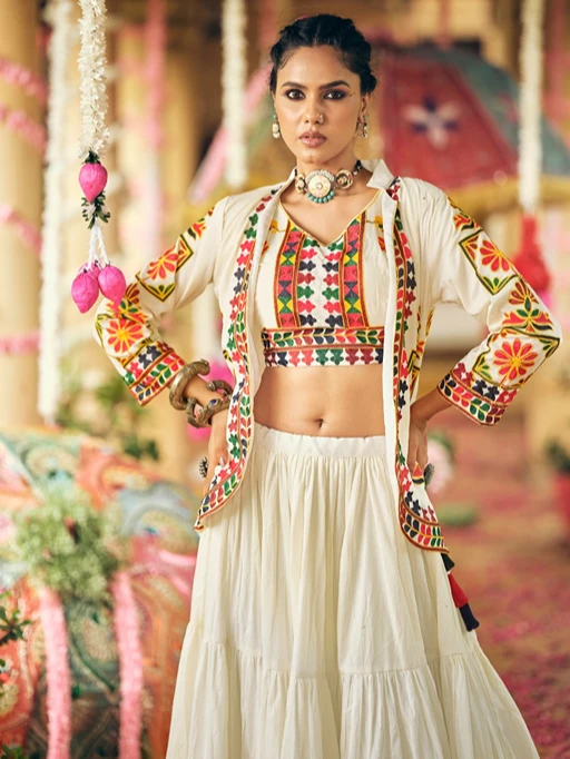 Buy Cream Navratri Chaniya Choli with Jacket