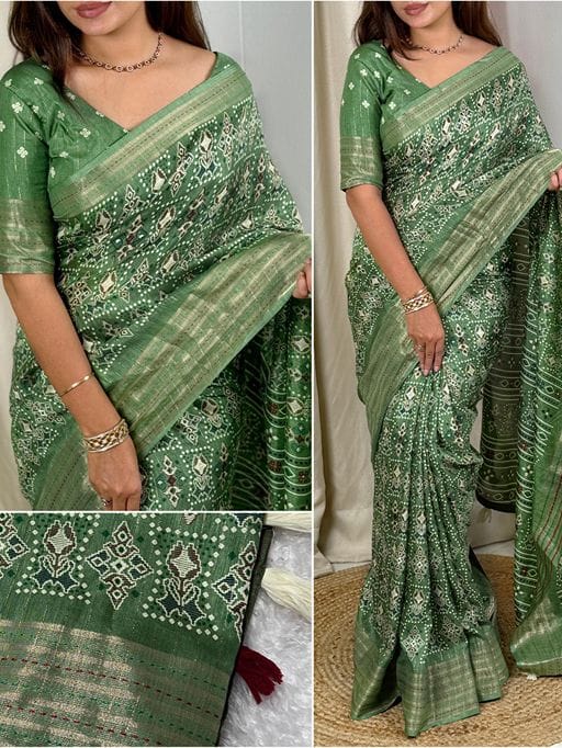 Designer Ajrakh Printed Stylish Saree