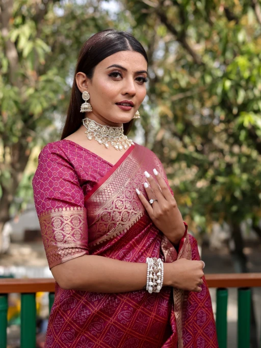 Designer Bandhej Patola Silk Saree