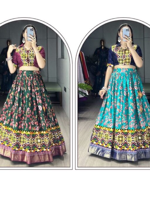 Floral Printed Traditional Katchi Work Navratri Chaniya Choli