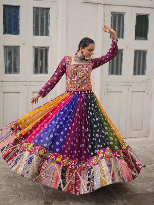 Most Beautiful Bandhini Printed Navratri Chaniya Choli