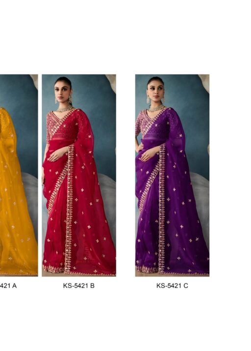 New Handwork with Cut Dana Wedding Saree