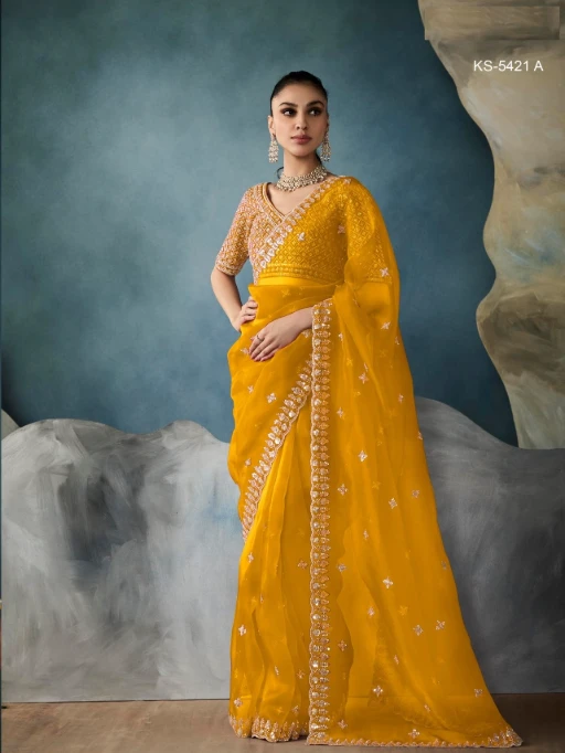New Handwork with Cut Dana Wedding Saree