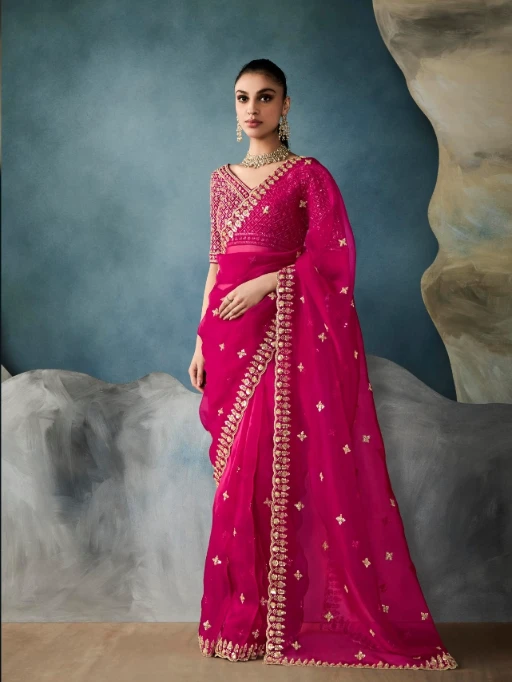 New Handwork with Cut Dana Wedding Saree