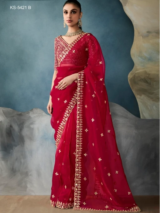 New Handwork with Cut Dana Wedding Saree