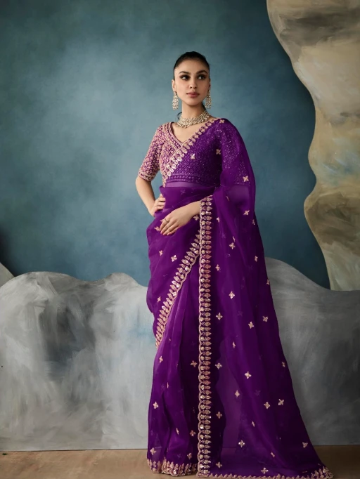 New Handwork with Cut Dana Wedding Saree