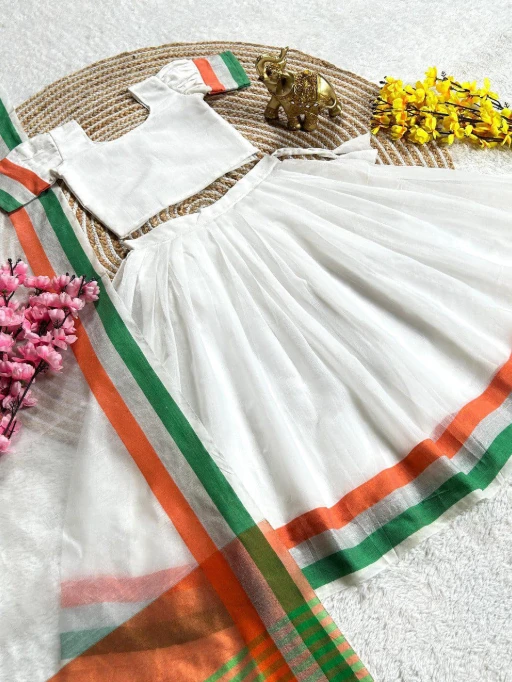 Small Girl lehenga Choli with Indian Flag For 15 August